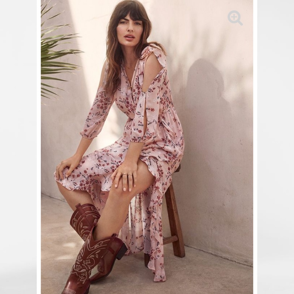 Ruffle Front Maxi Dress - Misty Rose